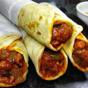 Chicken Schezwan Paratha Roll